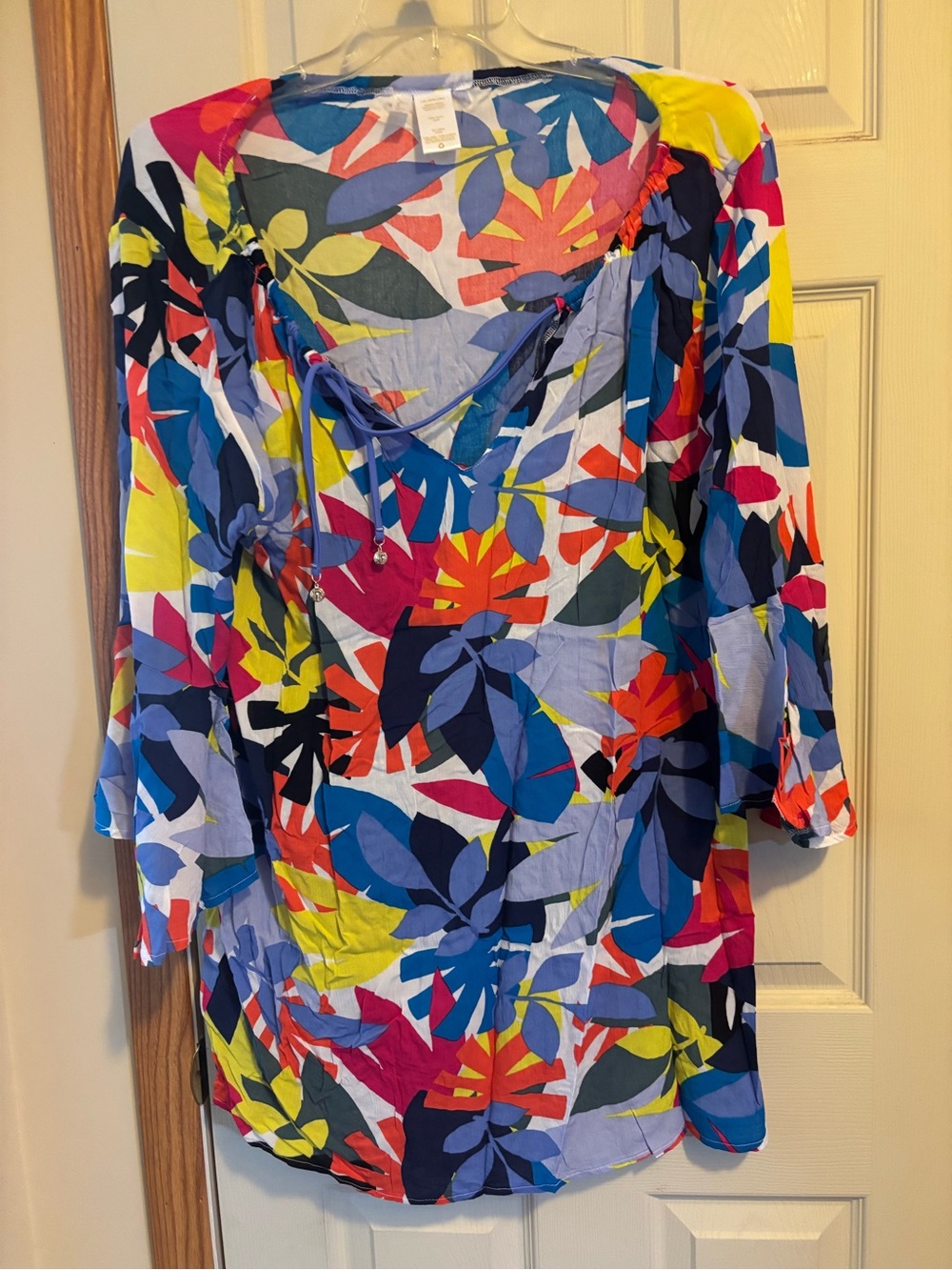 Ava & Viv Multicolor Tropical Leaf Swim Coverup Tunic